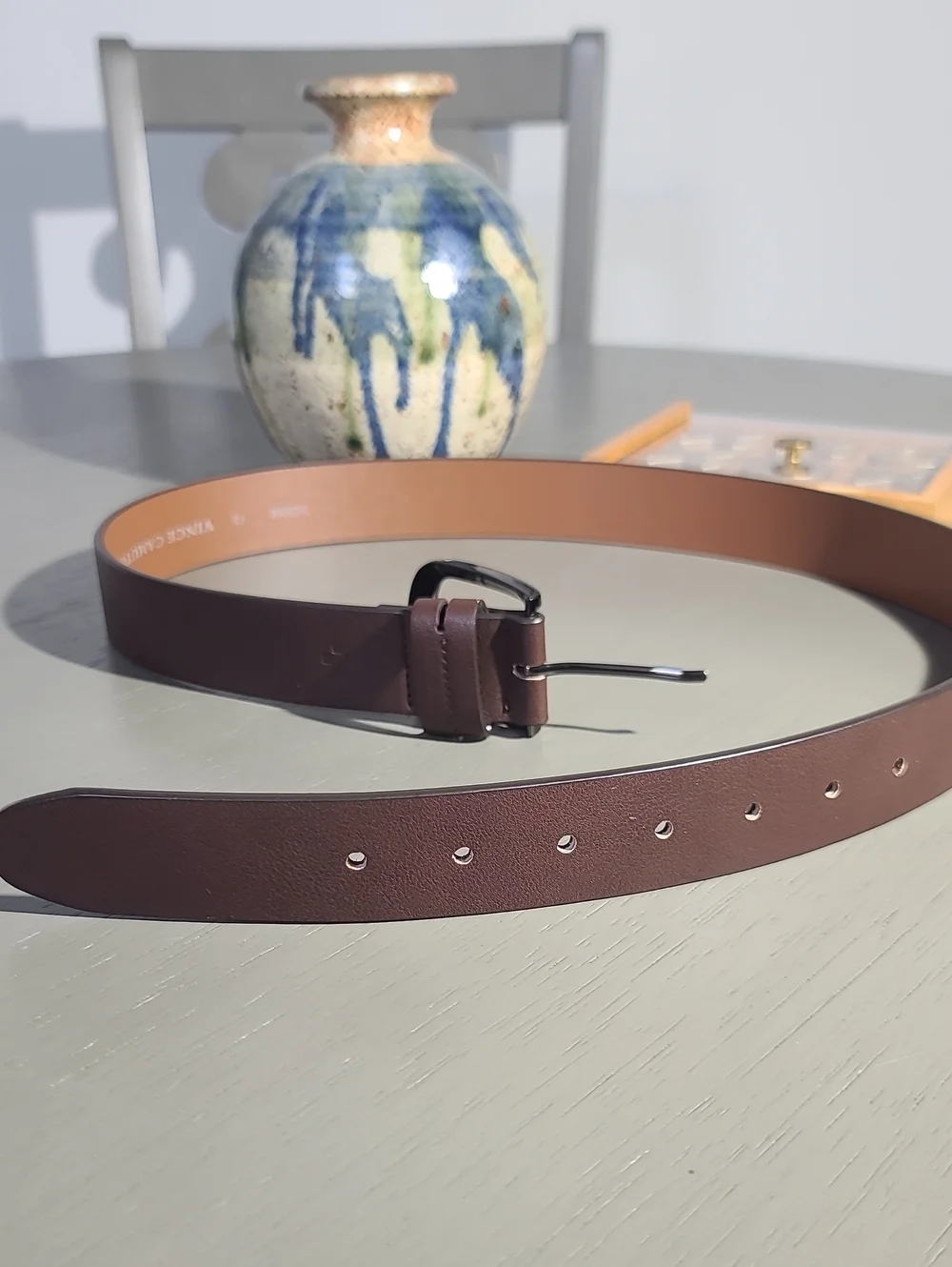 Vince Camuto Men's Brown Leather Belt Size 36